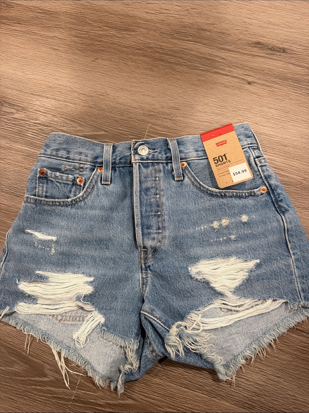 Levi's Light Blue Distressed Denim Cutoff Shorts